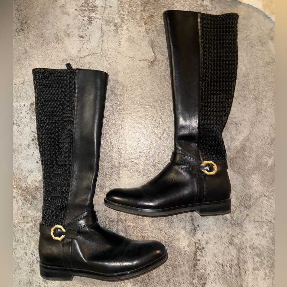 Cole Haan Clover Stretch Knee High Black Leather Boot